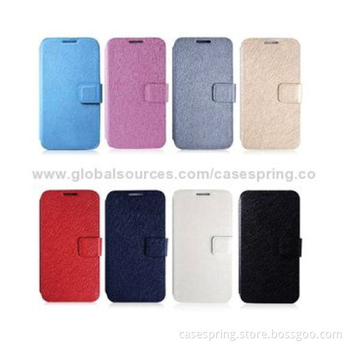 Folio leather case for Samsung galaxy S5, PU leather material with silk texture cases